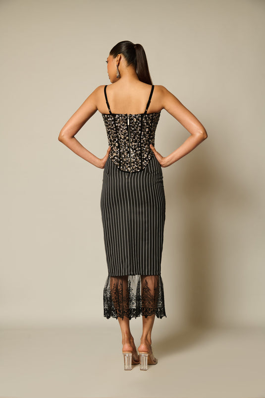 checkmate Pinstripe lace skirt