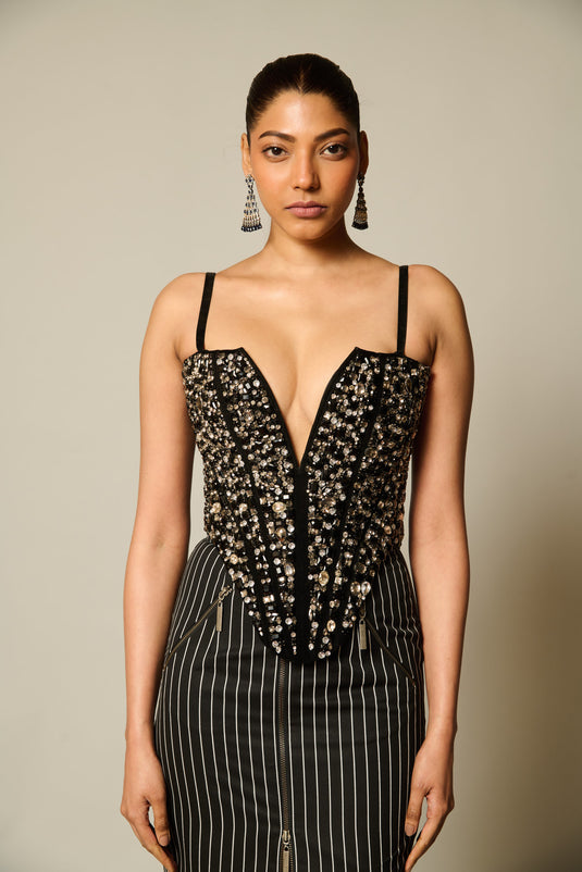checkmate Pinstripe lace skirt