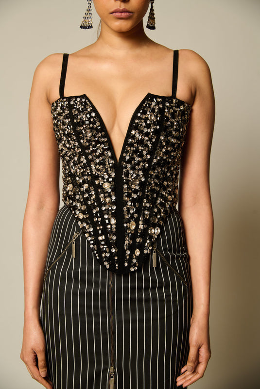 CHECKMATE RHINESTONE CORSET