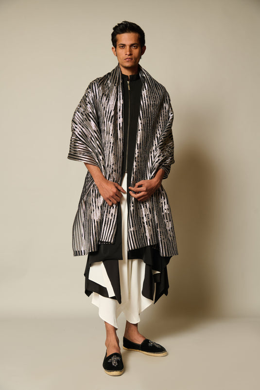 checkmate Gunmetal shadow strip dupatta