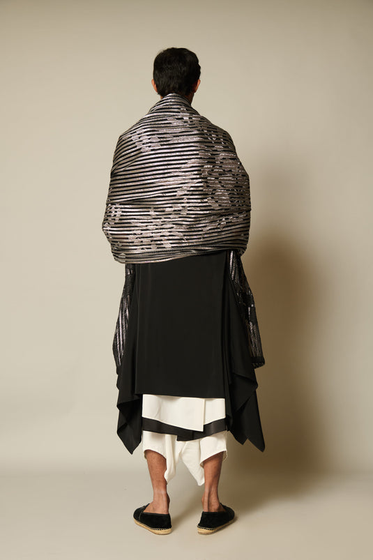 checkmate Gunmetal shadow strip dupatta