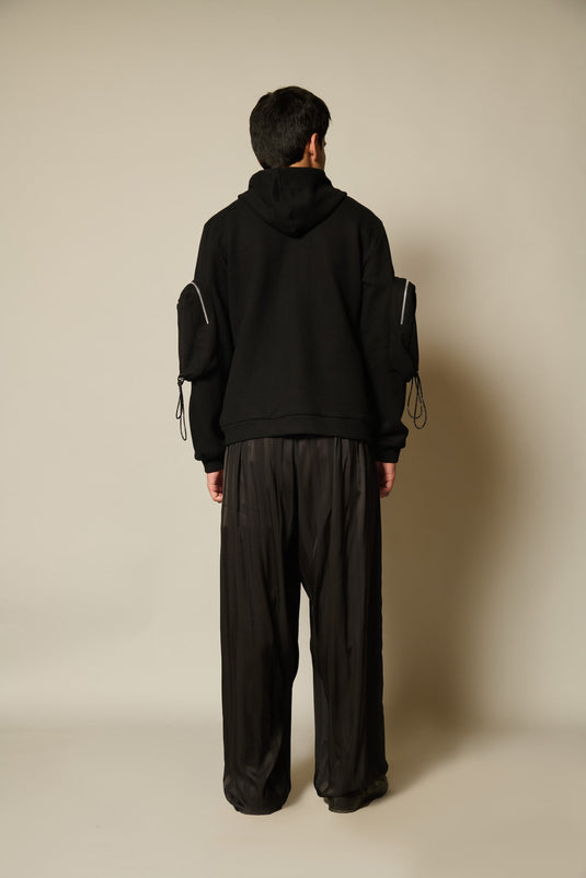 Checkmate Black satin striped oversized pants