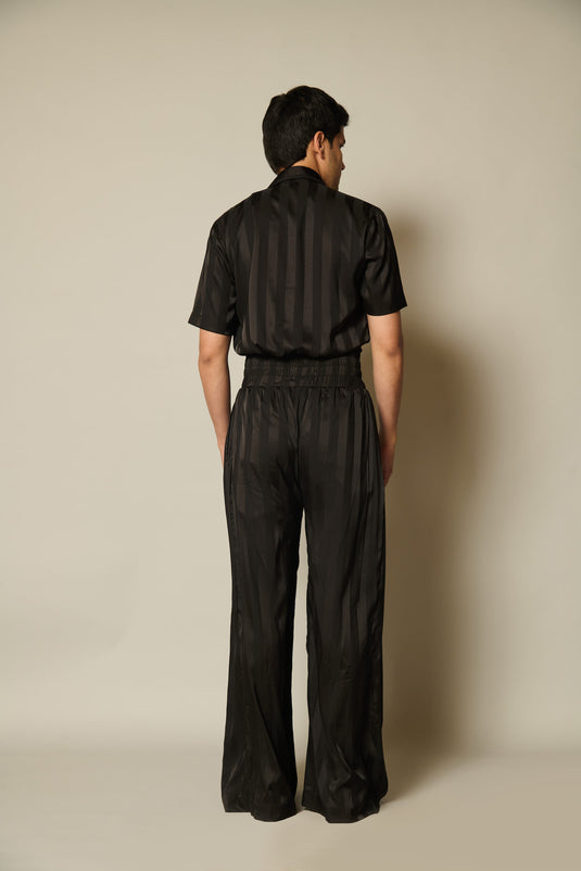 checkmate Black satin striped shirt