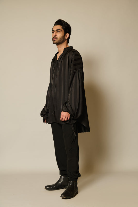 Checkmate Black satin striped coord