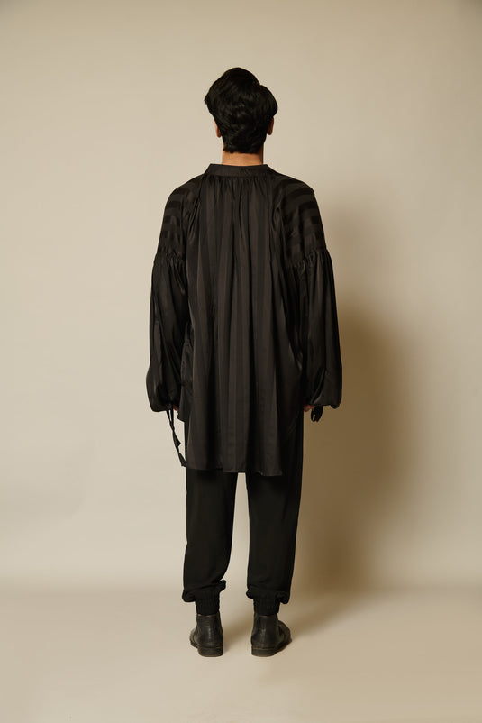 Checkmate Black satin striped coord