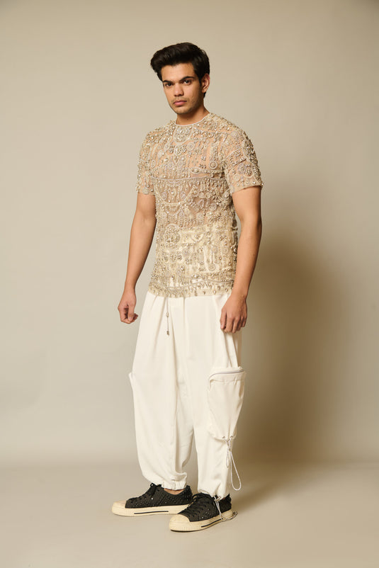 checkmate Ivory embellished top