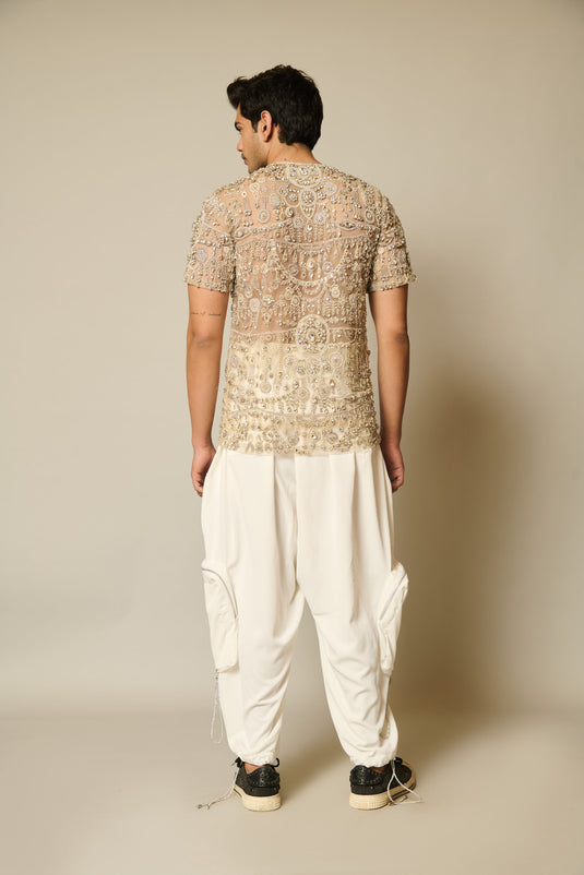 checkmate Ivory embellished top