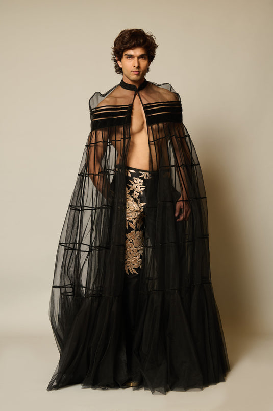 Checkmate Tulle strip cape