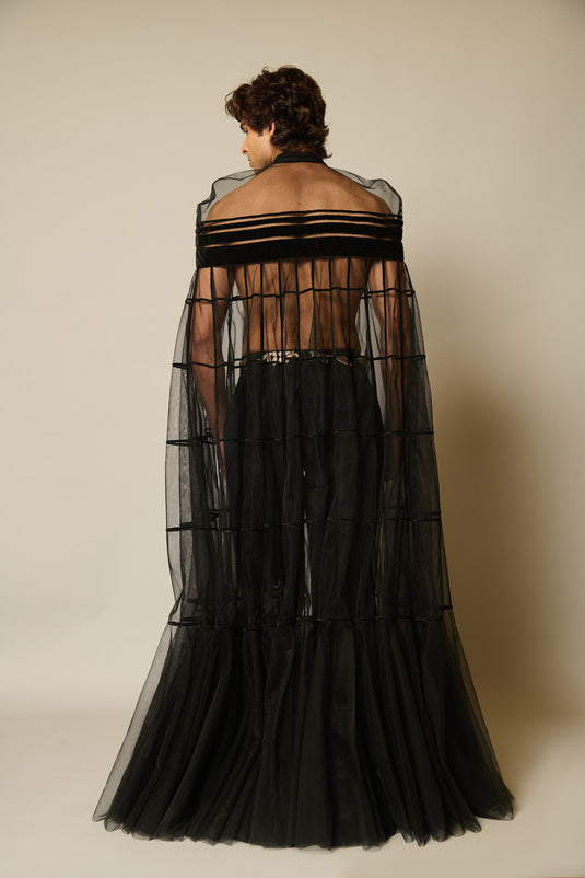 Checkmate Tulle strip cape