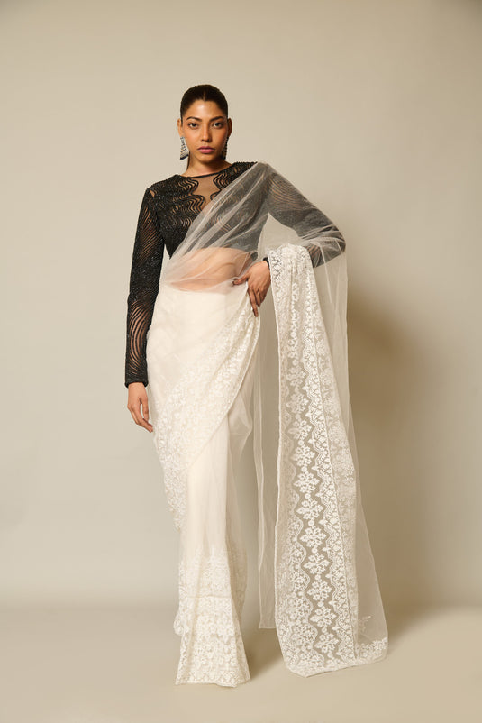 checkmate Rope-lace sheer saree