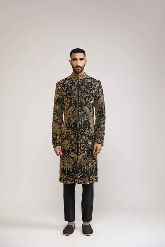 Unapologetic gold circuit beadwork sherwani