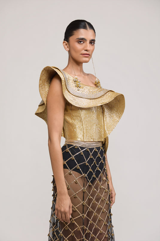 Unapologetic gold crystal structural corset