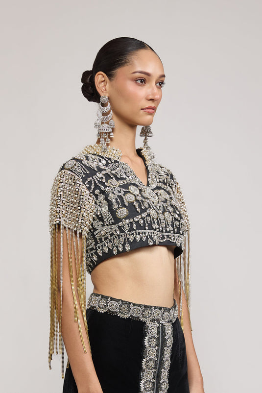 Unapologetic black rhinestone top