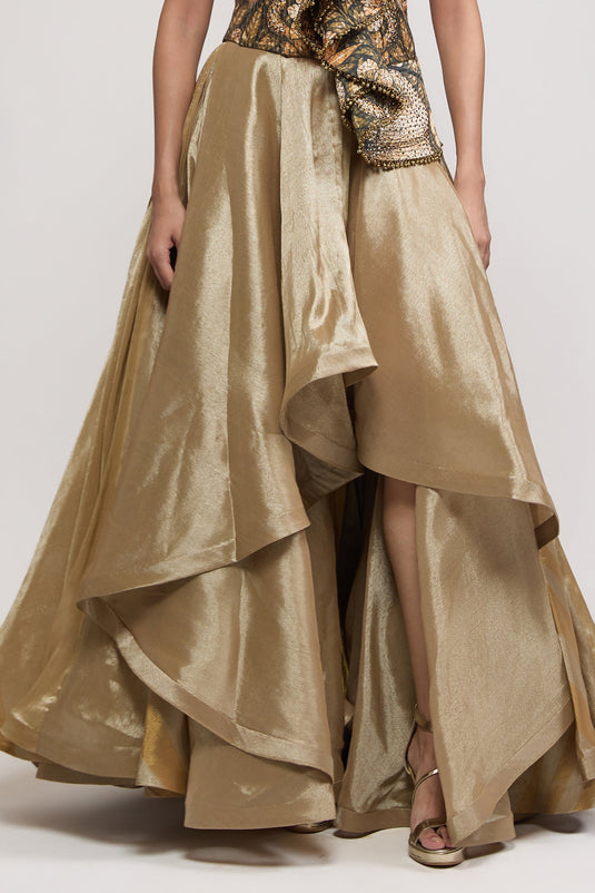 Unapologetic gold asymmetric skirt