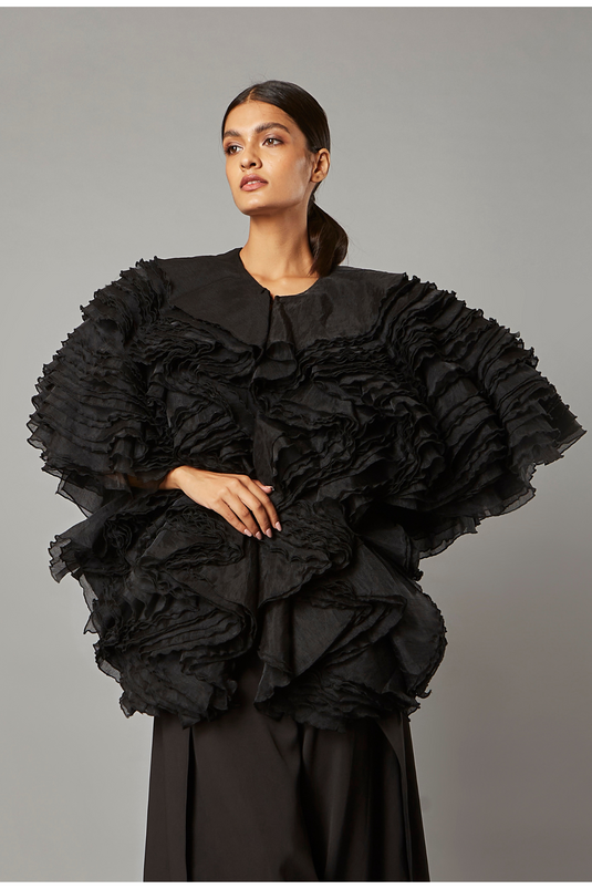 Sheer-Luxe Ruffle Black