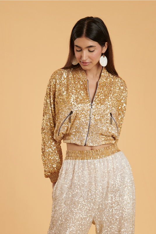 GENERATION GOLD Gilded ombre bling bling jumper.