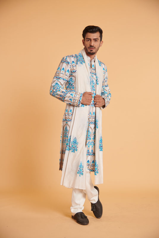 husn Vanilla cerulean aari traditional formal drape