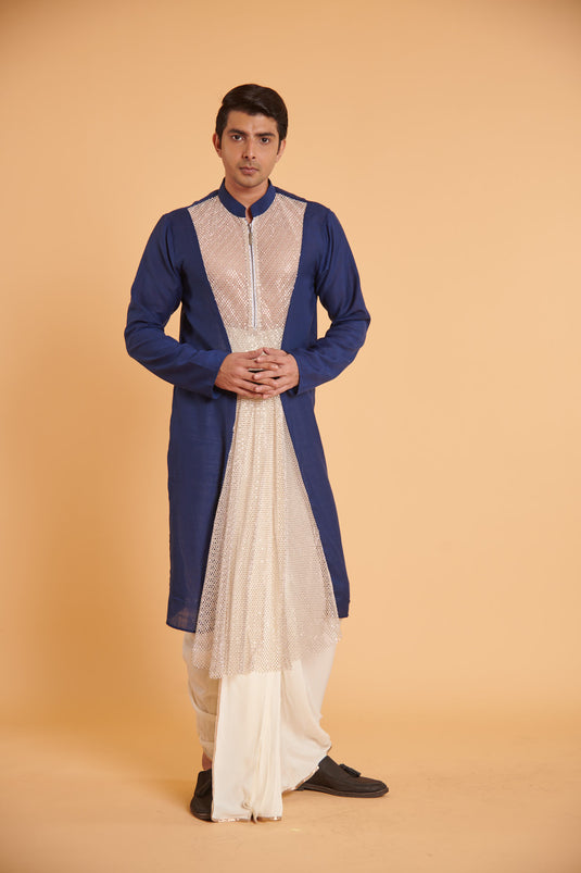 husn Navy vanilla glam mesh traditional casual