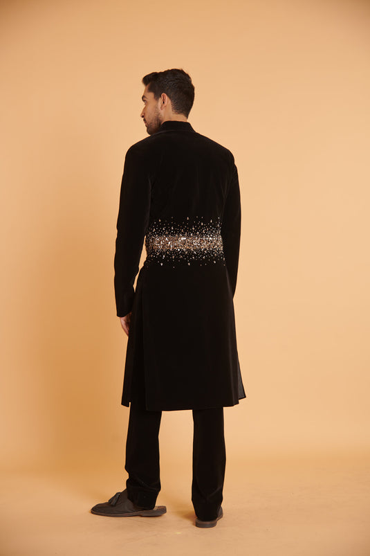 husn Noir ultra luxe gunmetal rhinestone traditional formal