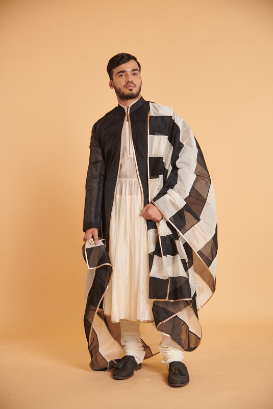 husn Vanilla noir gilded traditional anarkali jacket