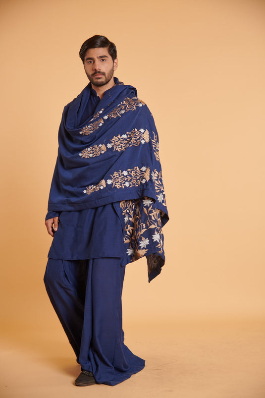 husn Navy aari traditional drape
