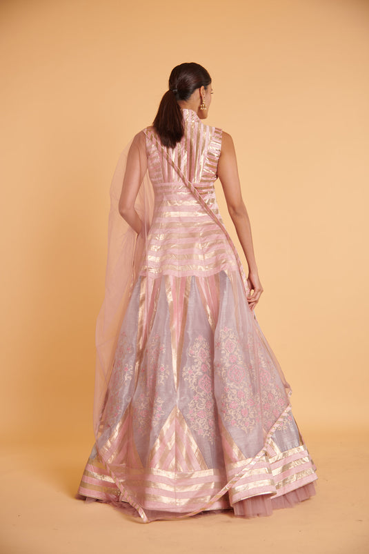 husn Vanilla blush aari layered anarkali