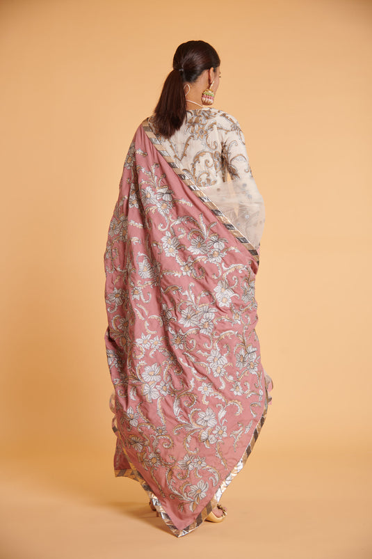 husn Vanilla blush aari layered anarkali