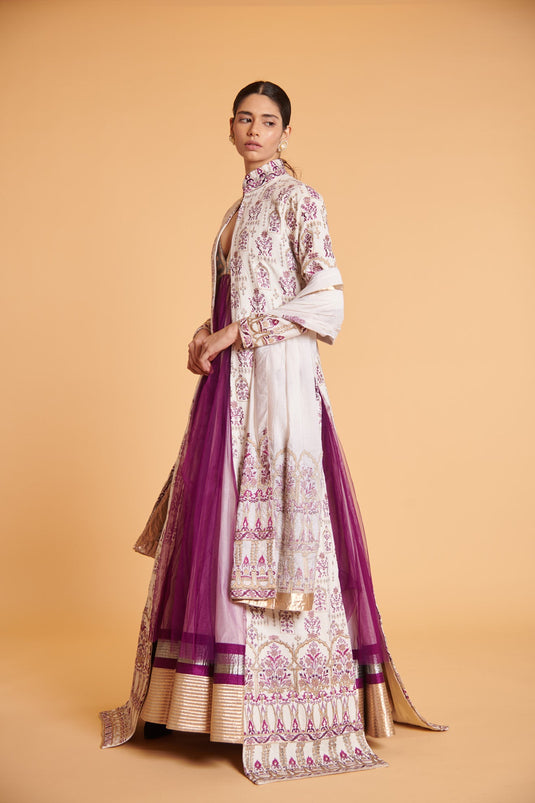 husn Vanilla grape zari layered anarkali