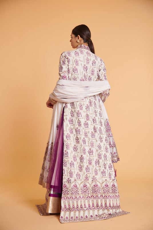 husn Vanilla grape zari layered anarkali