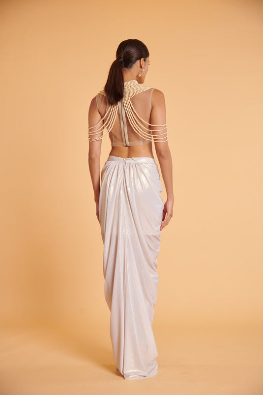 Vanilla super stretch cascade drape modern