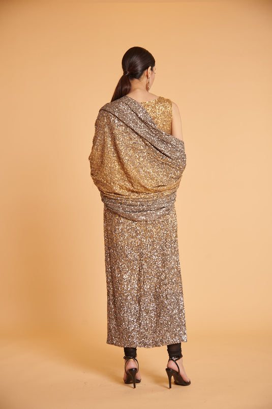 HUSN Gilded gunmetal bling bling gradient traditional drape