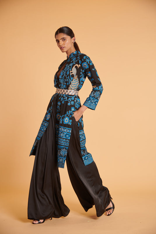 husn Noir cerulean Kashmir traditional jacket