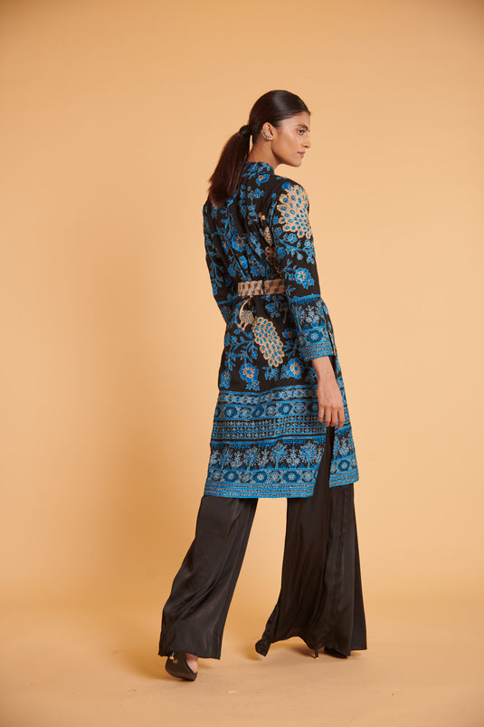 husn Noir cerulean Kashmir traditional jacket