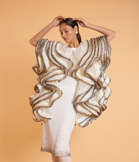 husn Vanilla gunmetal gilded pleated marshmallow