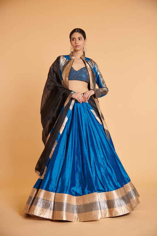 husn Cerulean metallica glam mesh tradition