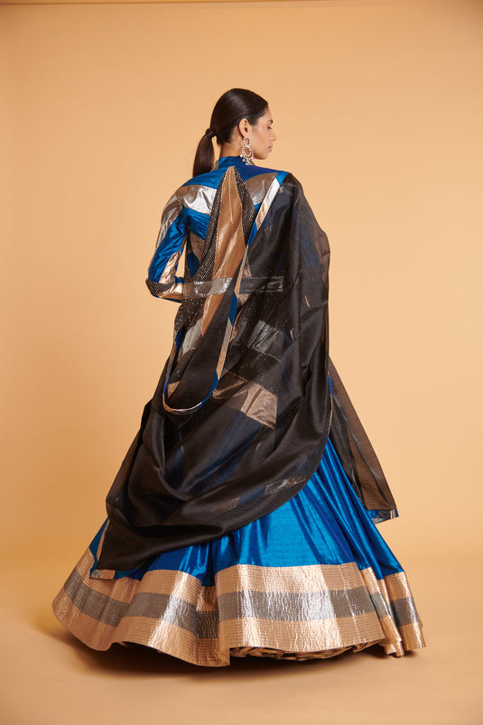 husn Cerulean metallica glam mesh tradition