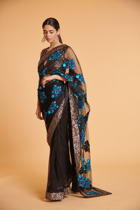 husn Noir cerulean bling bling booti classic drape