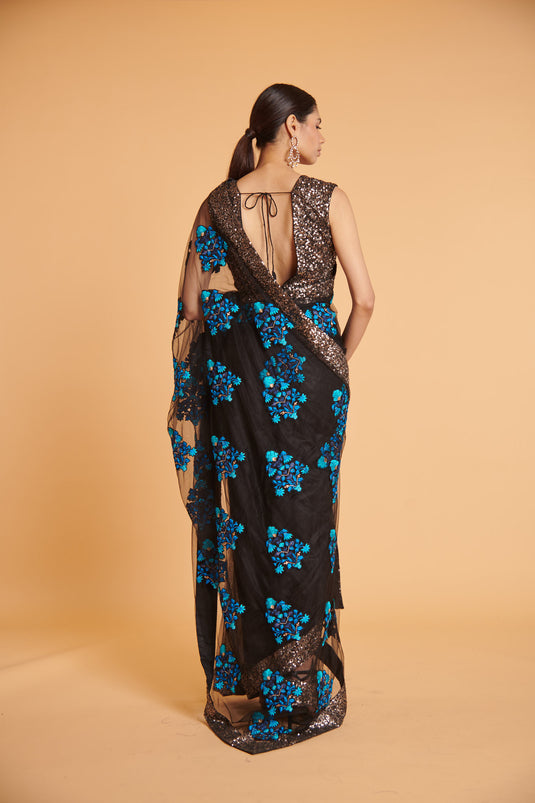 husn Noir cerulean bling bling booti classic drape