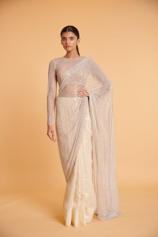 husn Vanilla glam mesh dual classic drape