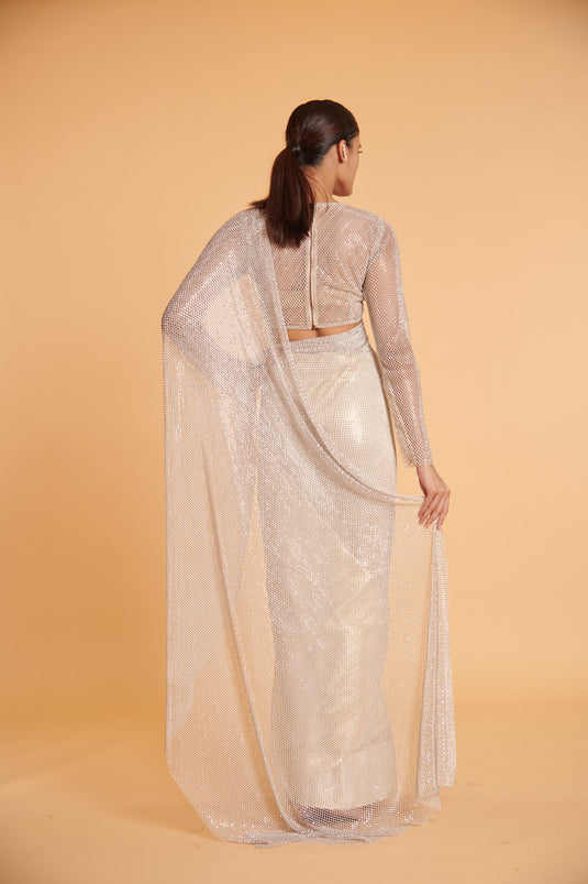 husn Vanilla glam mesh dual classic drape
