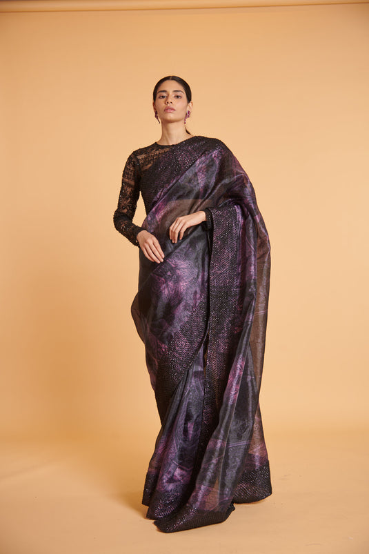 husn Mughal grape noir classic drape
