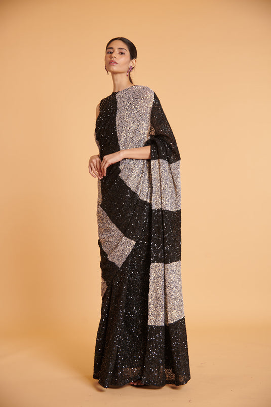 husn Vanilla noir striped bling bling classic drape