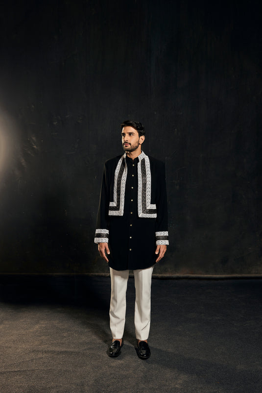 Red carpet crop jacket kurta set