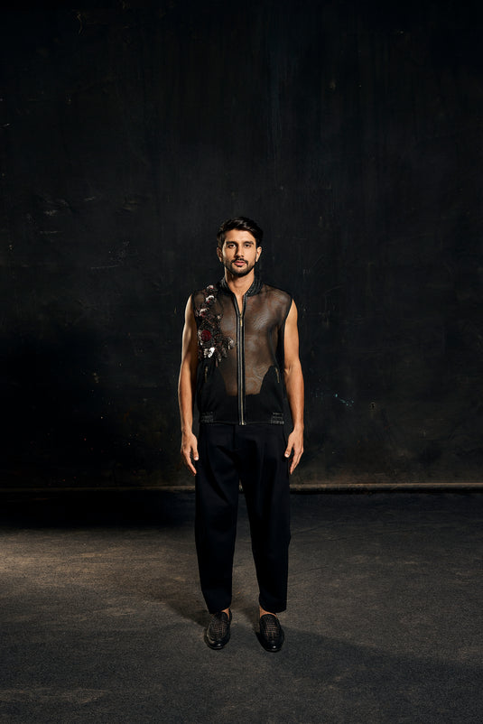 Red carpet floral gilet