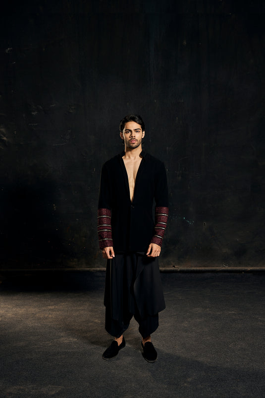 Red carpet crochet short sherwani