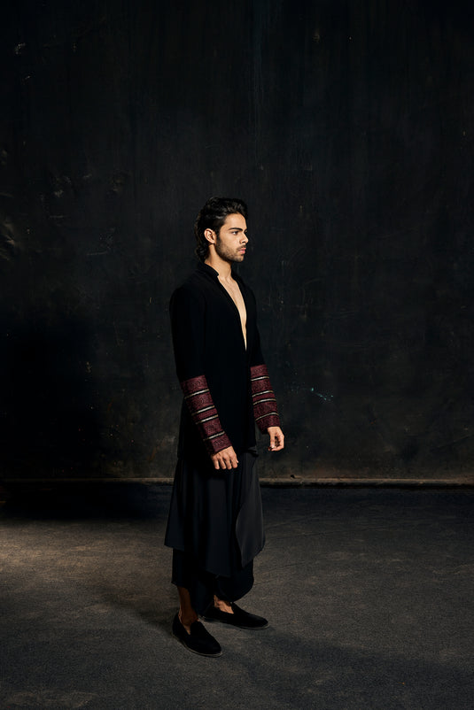 Red carpet crochet short sherwani