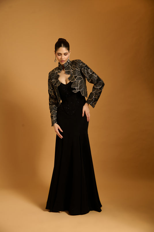 Trifecta black fishtail skirt