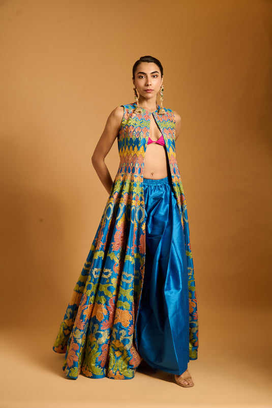 Trifecta cobalt anarkali jacket