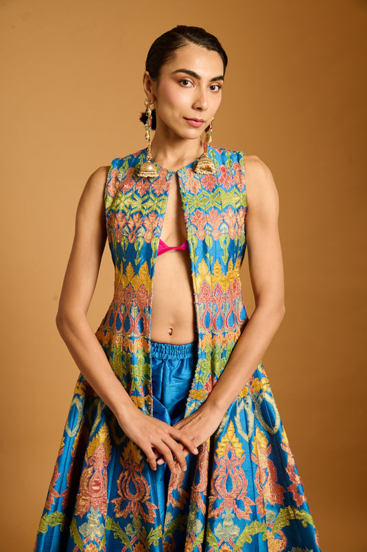 Trifecta cobalt anarkali jacket