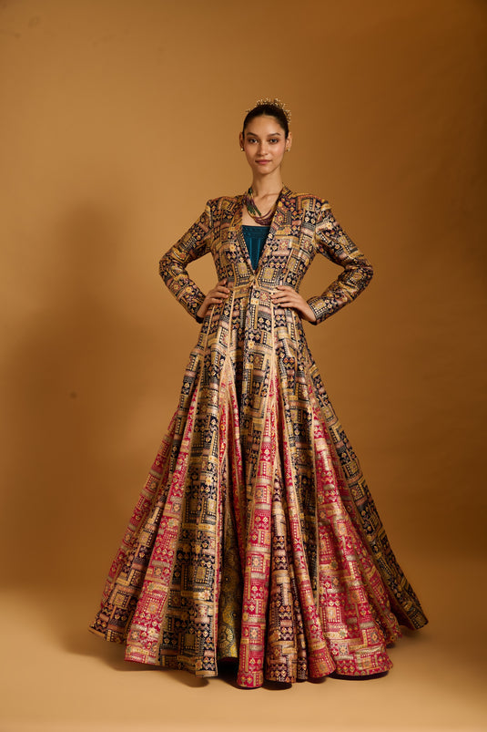 Trifecta multi brocade anarkali jacket